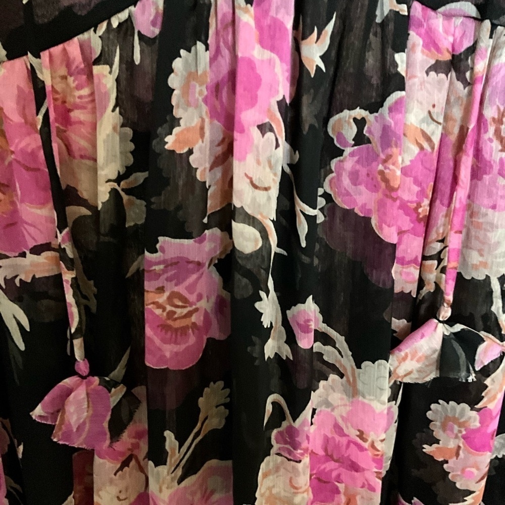 Misa Los Angeles Black and Pink Butterfly Floral Maxi Dress - Picture 5 of 6